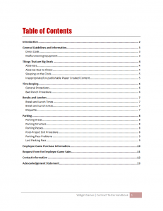 Table of Contents  